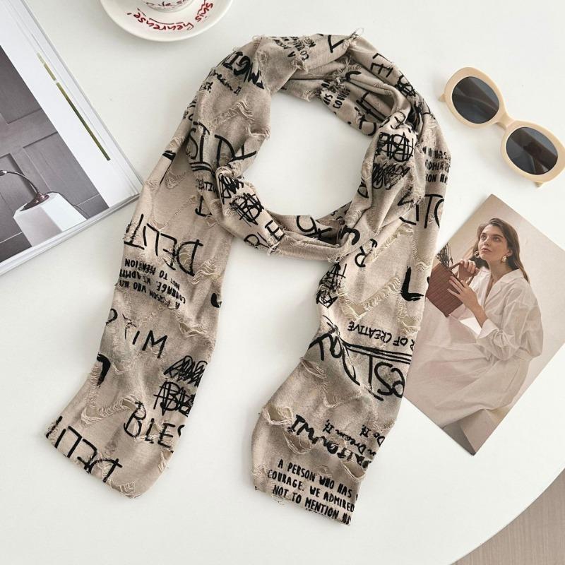 Scarf men's and women's new high-end sense casual versatile trend retro old hole scarf hip-hop style scarf scarf