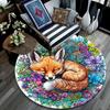 Sleeping Fox Round Area Rug,Carpet Rug for Living Room Bedroom Sofa Playroom Decor,Non-slip Floor Mat