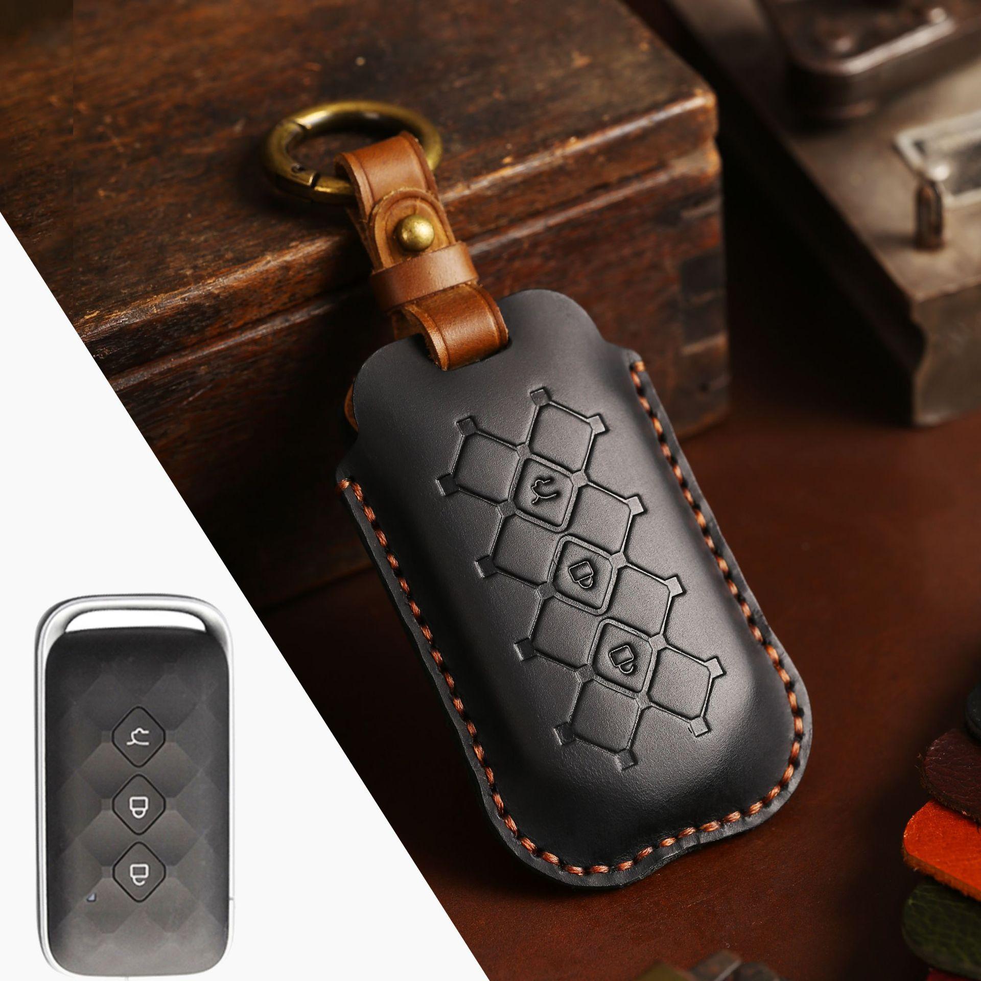 

Car key cover is suitable for SAIC GM Wuling Xingchen key cover, the first layer cowhide car key cover чёрный