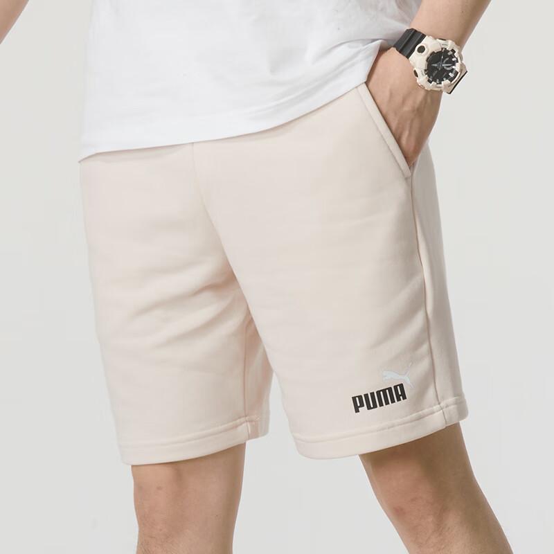 Puma Logo Print Double Pocket Sports Elastic Waist Straight Casual Shorts Men Shorts Beige 675753-87