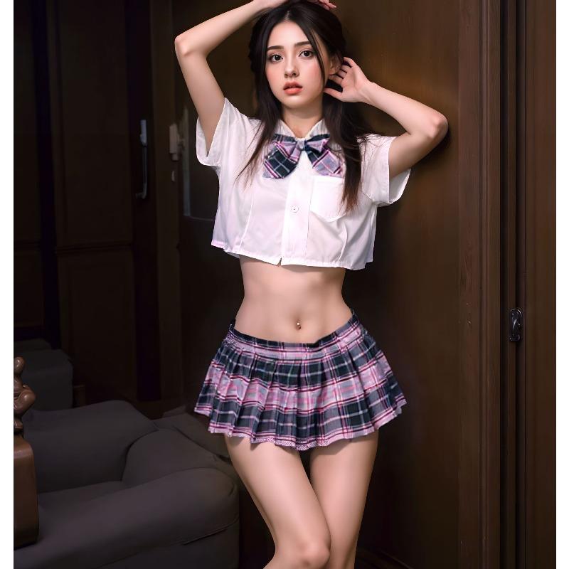Female Sexy Campus JK Uniform College Seduction Pure Lust Pleated Skirt Sexy Lingerie