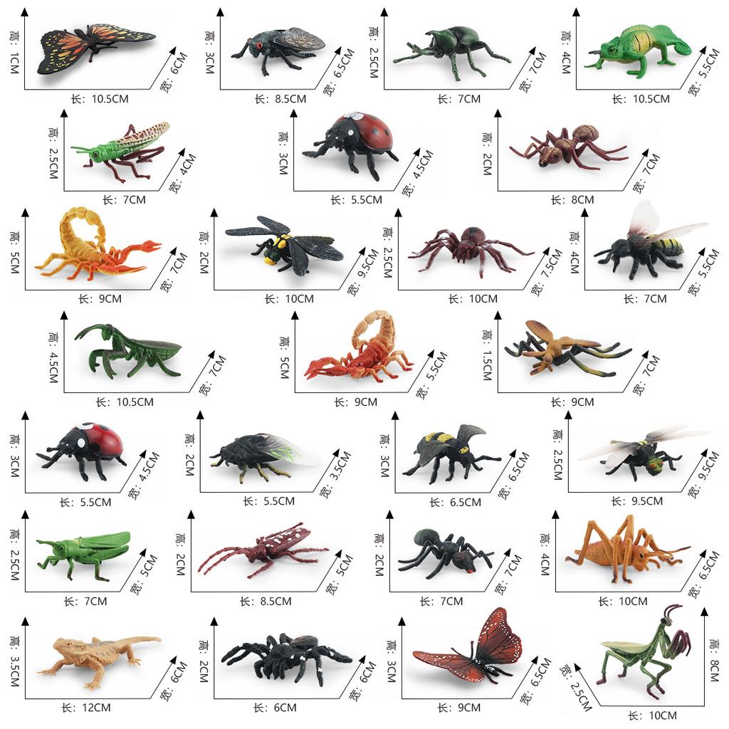Simulation Insect Model Set Lizard Scorpion Spider Bee Ladybug Butterfly Mosquito Dragonfly Static Ornament