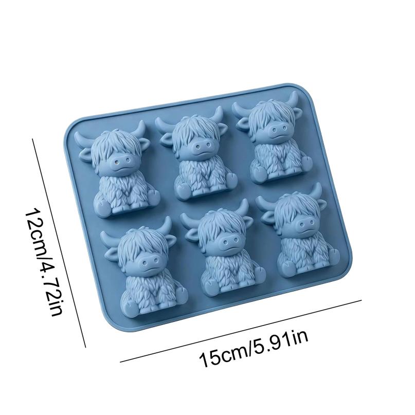 Silicone 3D Highland Cow Ice Cube Tray Easy To Demold Highland Cattle Casting Moulds for Handmade Wax Soap Craft Home Decor