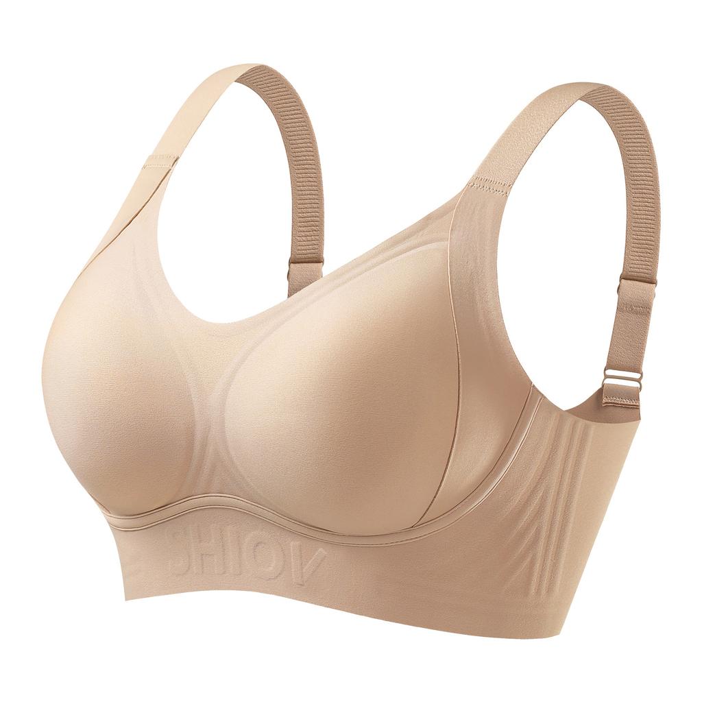New Soft Support Pull Large Size Jelly Glue Fat Mm Fixed Cup Large Size Bra Cover Wide Shoulder Strap