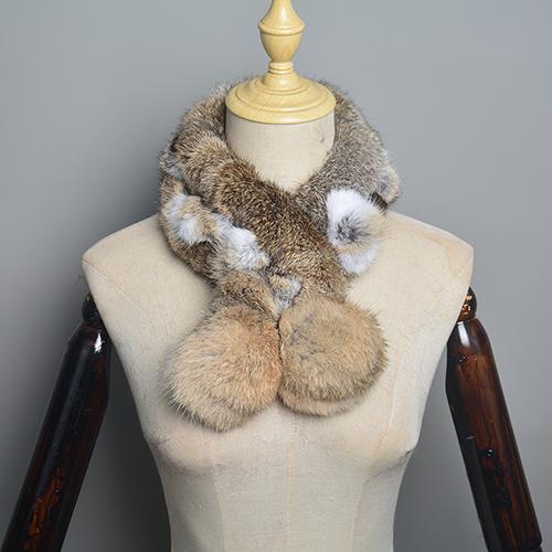 New Style Women Winter Real Rabbit Fur Scarf Lady Warm Rabbit Fur Scarves Knit Natural Real Rabbit Fur Ring Casual Muffler