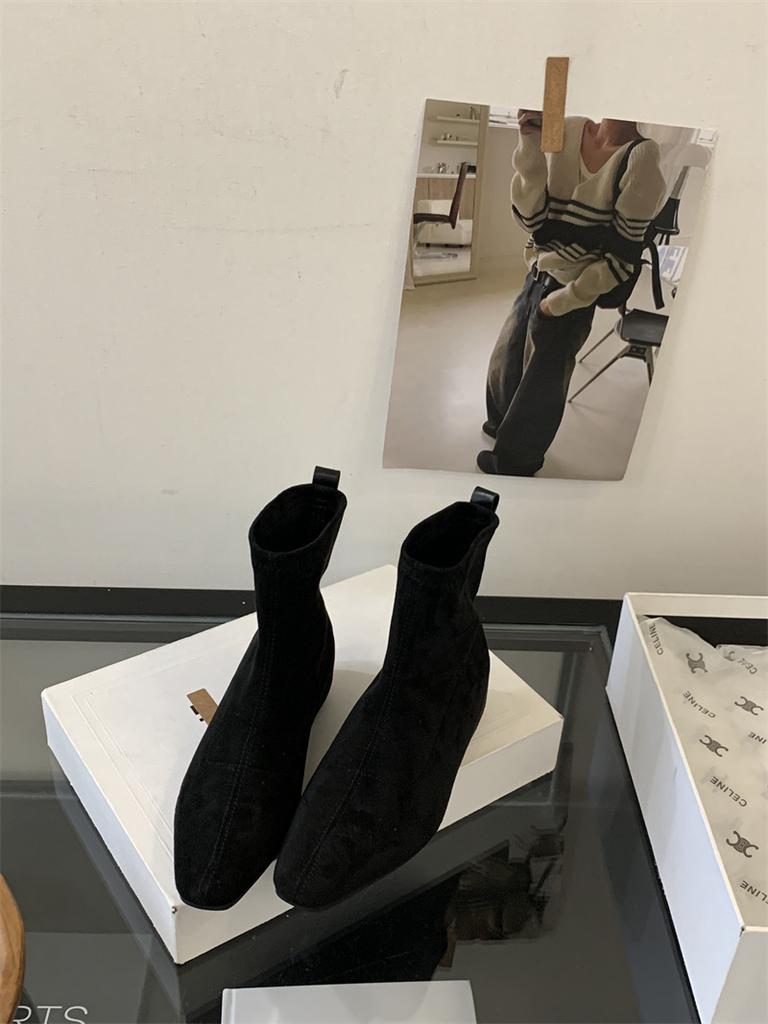 Cowhide version! Inner heightening suede pointed thin boots short boots women's shoes autumn and winter 2025 new with skirt ankle boots