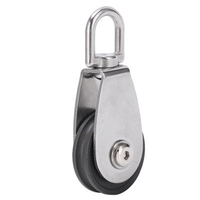 Guscio in Acciaio Inossidabile Doppi Cuscinetti Puleggia Silenziosa Ruota in Nylon Gola Rotazione a 360 Gradi