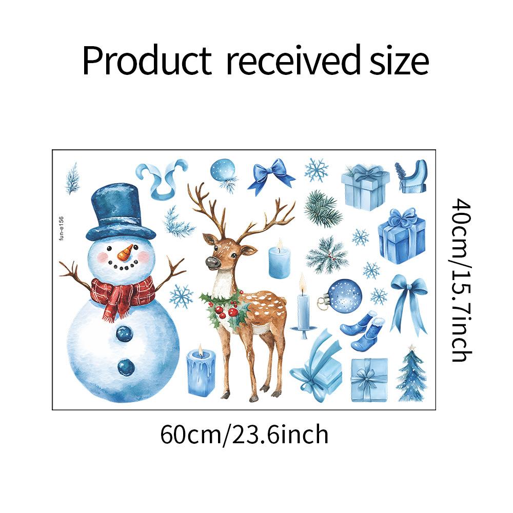 

Рождественский синий снеговик лось кухонный холодильник с наклейками для улучшения дома 40*60CM/fun-e156