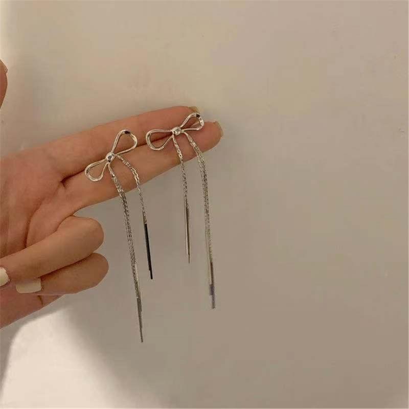 Stylish Metal Bowknot Dangle Earrings Fashionable Wedding Party Ear Studs Accessories Fringe Ear Hooks Ornament for Girl