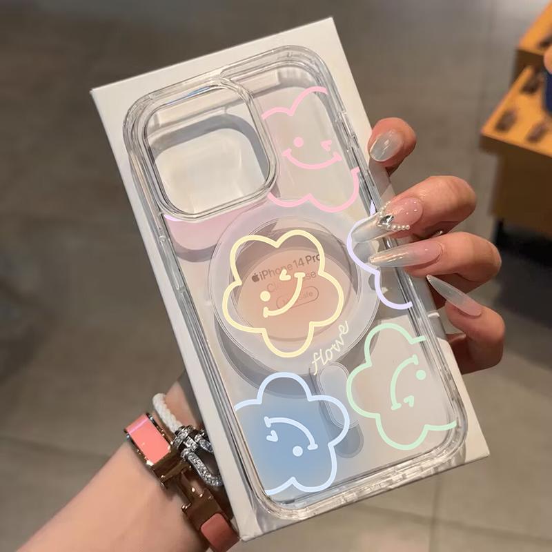 For Magsafe Colorful Flower Phone Case For Iphone 17 Air 16 15 13 12 11 Pro Max 16E Mini 14 Plus Magnetic Wireless Charge Cover