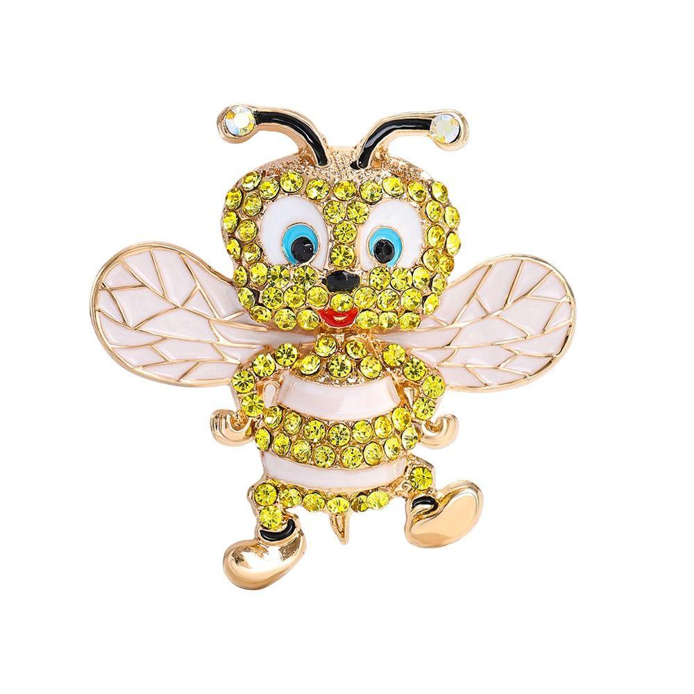 Lovely Rhinestones Bee Brooches Vintage Beautiful Enamel Brooch Pins Sparkling Lapel Pin Lady Accessories