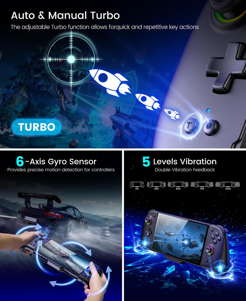 Switch 2 Controller with RGB Handheld Grip Controller Macro Gyro 1000mAh High Not compatible with Switch Lights, Programmable, Mode, Function,