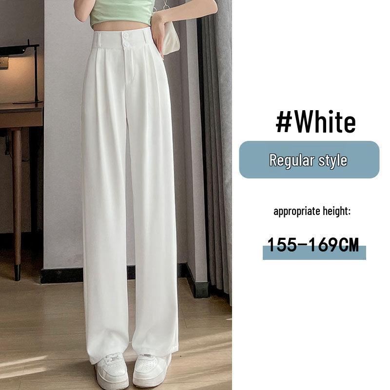 Ice Silk High Waist Chiffon Wide Leg Pants - Women's Summer Korean Style