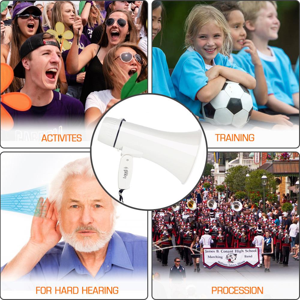 30w High Power Megaphone 240s Recording Bullhorn With Siren Detachable Portable Microphone Usb Port Speakers Sports Ground