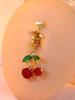 Stainless Steel Cherry Pendant Navel Ring – Simple Fashion Piercing Jewelry