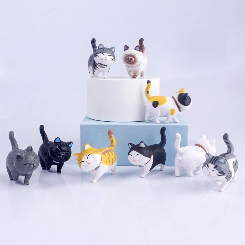 Cute Mini Cat Ornament Garden Kitten Statue Gift for Children Room Decoration Kid Toy Miniature Figurines Decorations