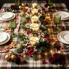Winter Wedding Table Accents Christmas Candle Ring Wreath, Artificial Pine Wreath with Red Berries Greenery Decor White Flowers, Holiday Centerpiece