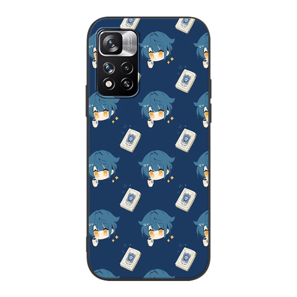 Cartoon Genshin Impact Case for Xiaomi Redmi Note 9S 9 8 10 11 Pro 9C 9A 7 8T 7A 8A 6A 6 10S Black Soft Silicone Phone Cover