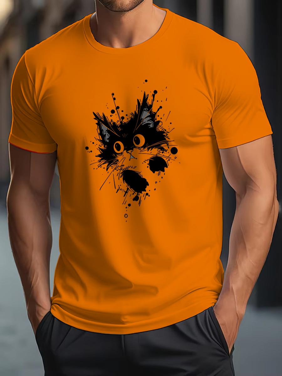 

Hot Sale 100% Cotton Casual Short Sleeve Cat Men t Shirt Summer Breathable Clothes O-Neck Oversized Short Sleeves Unisex 4XL