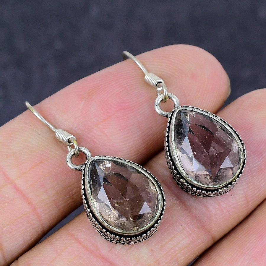 Natural Morganite Gemstone 925 Sterling Silver Jewelry Earring 1.38" E9c13