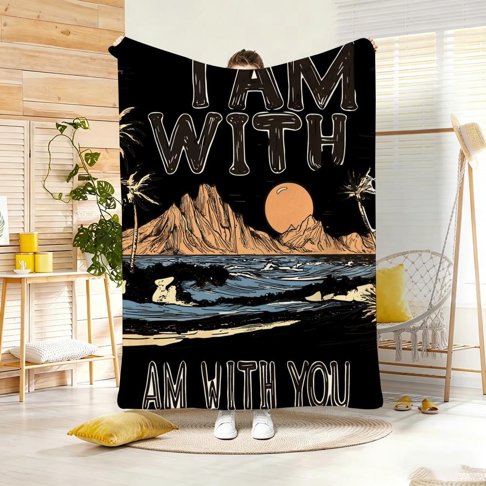 Illustration O-Outdoor Adventure Throw Soft Warm Throw Blanket for Bedroom Living Room Bed Travel Camping Picnic Gift