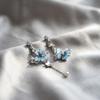 Copper Alloy Gradual Change Blue Butterfly Long Earrings Niche Cold Fairy Gas Fringed Earrings Sweet Cool Girl Thin Earrings