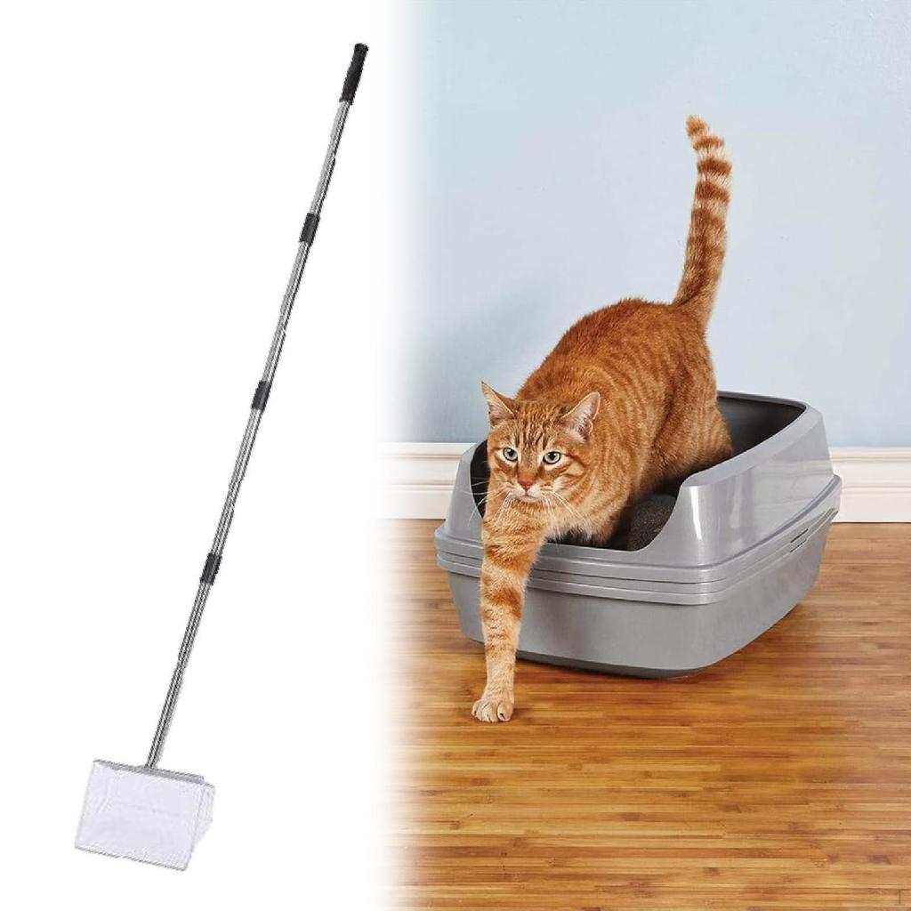 Cat Litter Extended Handle Cleaning Tool Premium Stainless Steel Versatile Metal Pooper Lifter