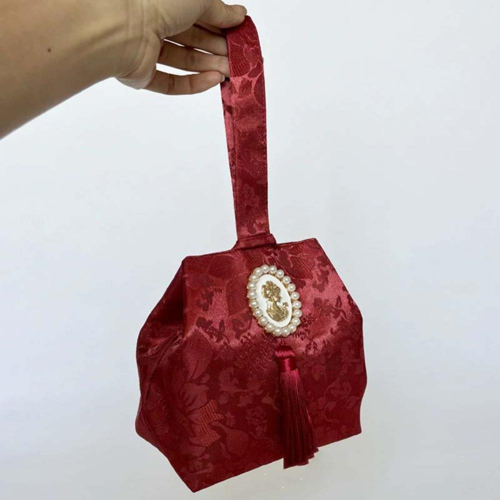 Printing Chinese Style Handbag Temperament Small Item Pouch Sweet Tassel Knot Wrist Bag  Women