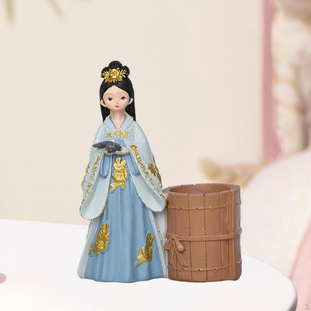 Pen Holder Ancient Beauty Cartoon Animal Desk Decor Makeup Brush Elegant for Countertop