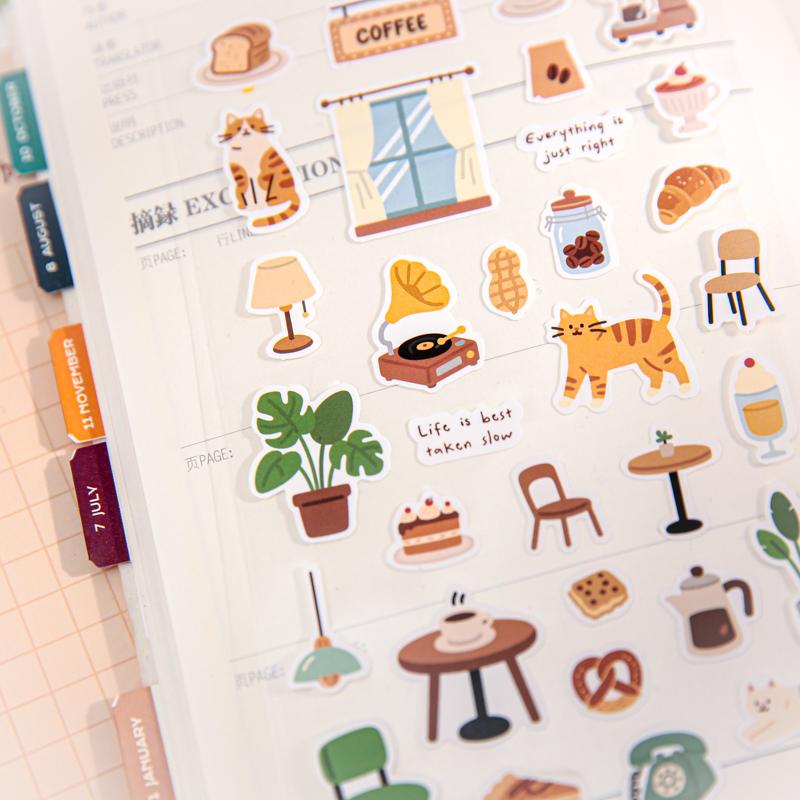 JIAMEI Slow Life Series Kawaii Ins Cartoon Small Pattern Die Cutting Stickers DIY Diary Scrapbook Aesthetic Stationery Stickers
