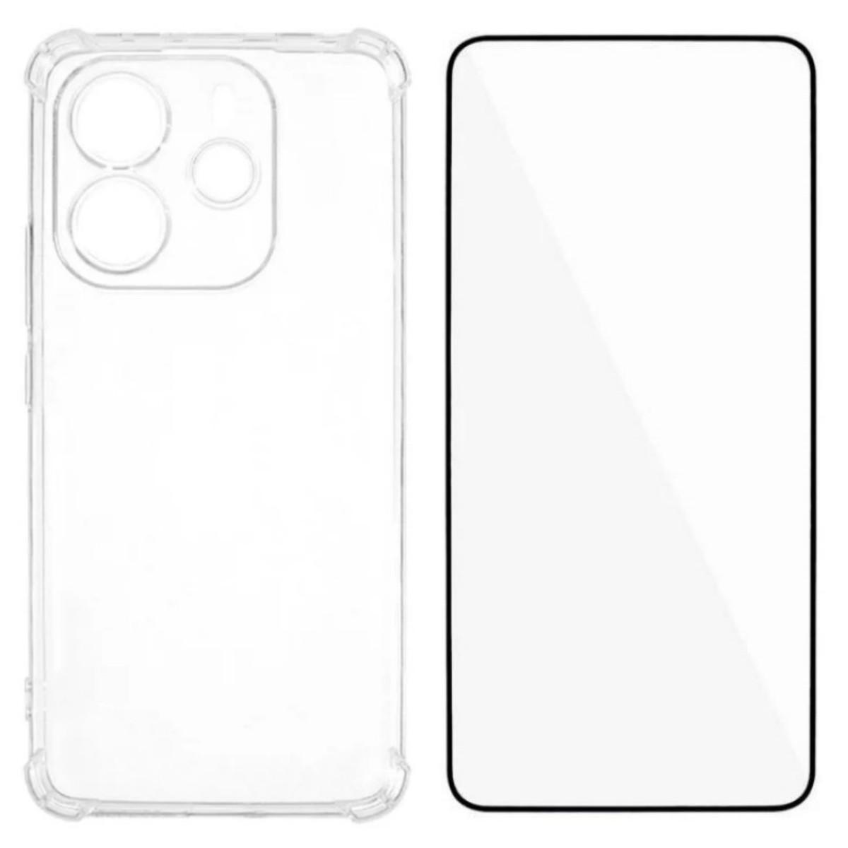 

Для Xiaomi Redmi Note 14 4G (164,84x78,15x8,16 мм) ТПУ чехол WANLONFENG WL3 Series 1,5 мм Чехол для телефона с пленкой из закаленного стекла Transparent