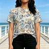 Women's Elegant Floral Short Sleeve Top Soft Loose Fit, Versatile Comfort, Ideal for Daily Casual & Light Sports Wear