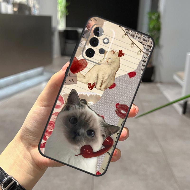 Funny Cute Kitty Cat Aesthetic Case For Samsung Galaxy A56 A36 A26 A16 A06 A25 A54 A34 A14 A52 A32 A12 A13 A33 A53 A15 A35 A55