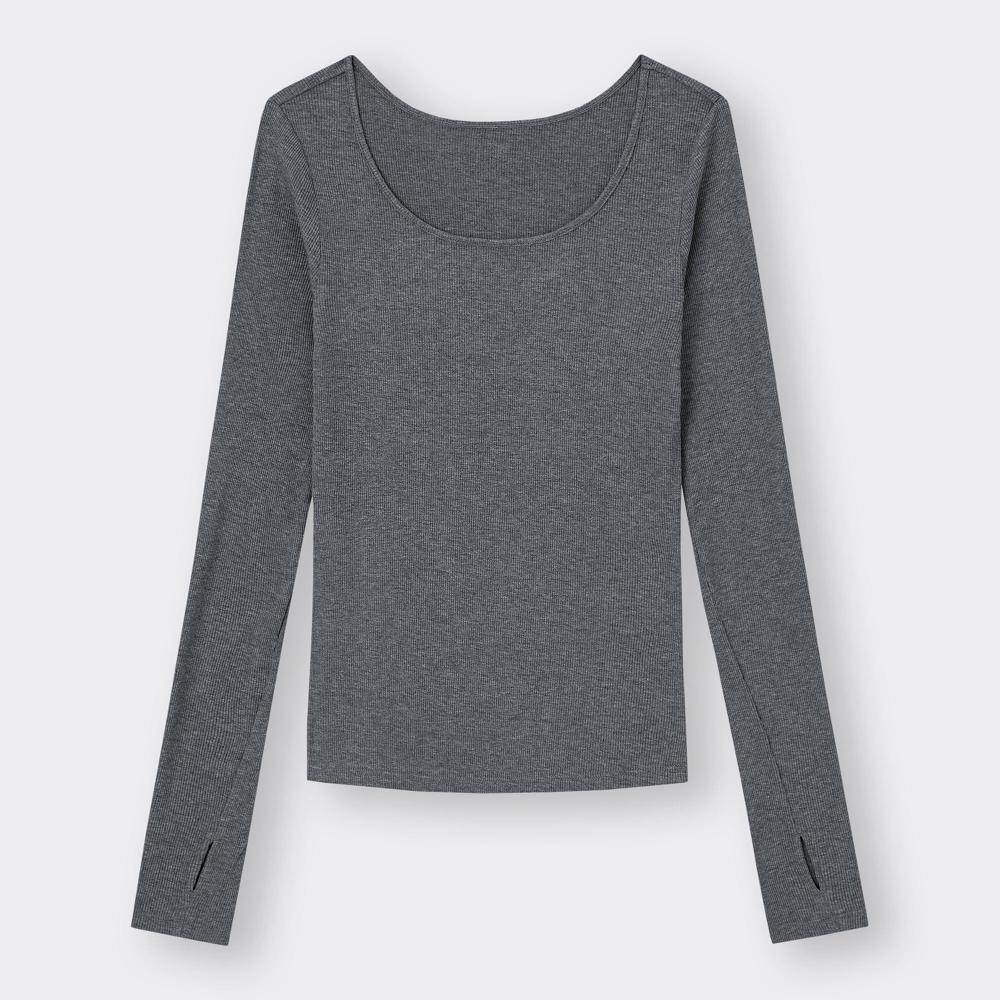 GU by Uniqlo Stretch Ribbed U Neck Tee  12 qUarter Sleeve   Warm 