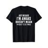 Eftersom jag är vaken herr casual T-shirt svart vit tryckversion rund hals medium stretchtyg