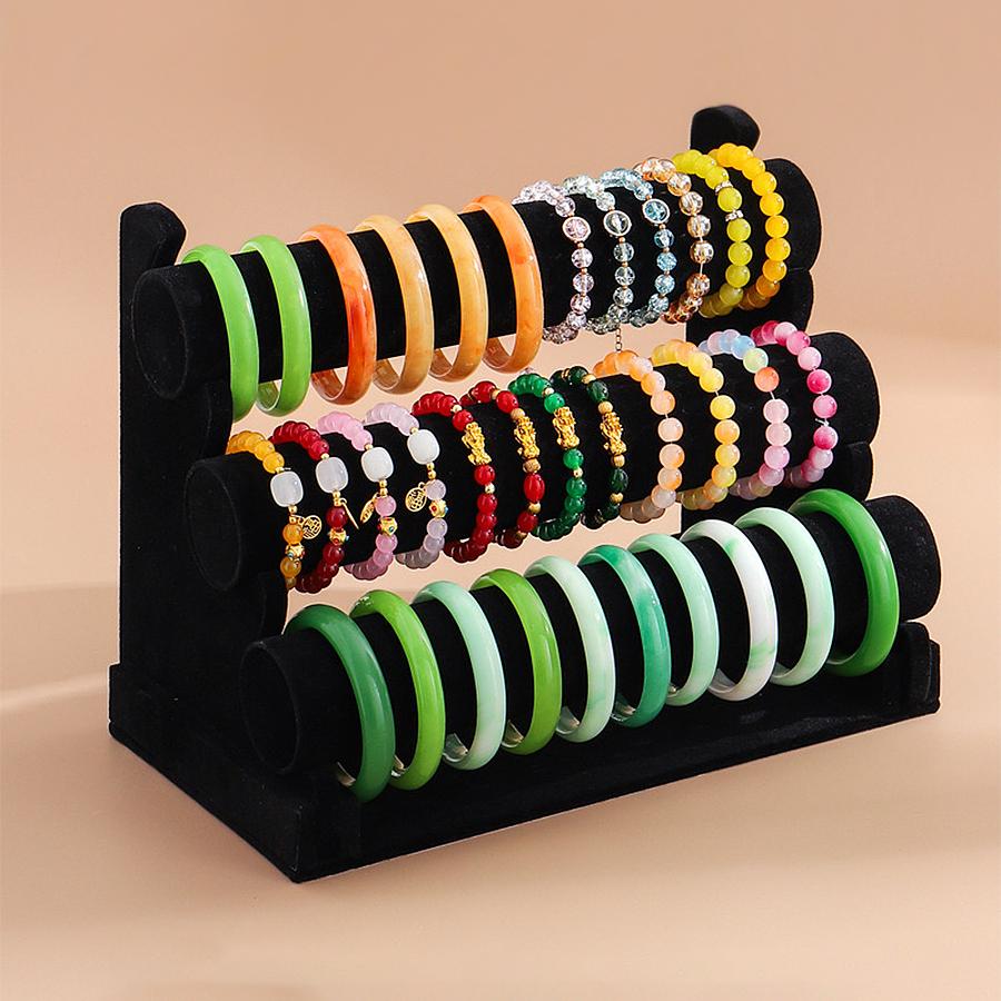 Three-layer Flannelette Bracelet Display Stand, Suitable for a Variety of Scenes of Bracelet Storage and Display