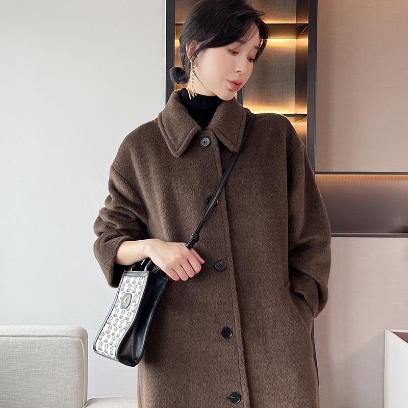 

Women s Precious Vicuña and Alpaca Long Wool Coat - 2024 Collection Large