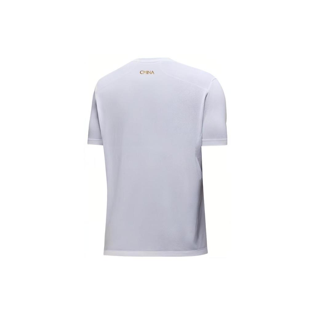 Anta Logo Nationalflaggenmuster Lässig Sport Rundhalsausschnitt Pullover Kurzarm Normales T-Shirt Unisex T-Shirt Reinweiß 452430101-1