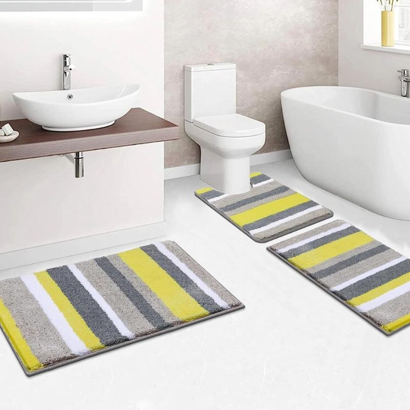 Plushes Flockeds NonSkid Bath Mats Fast Drying Water Absorbent Bathroom Carpet for Shower Floor