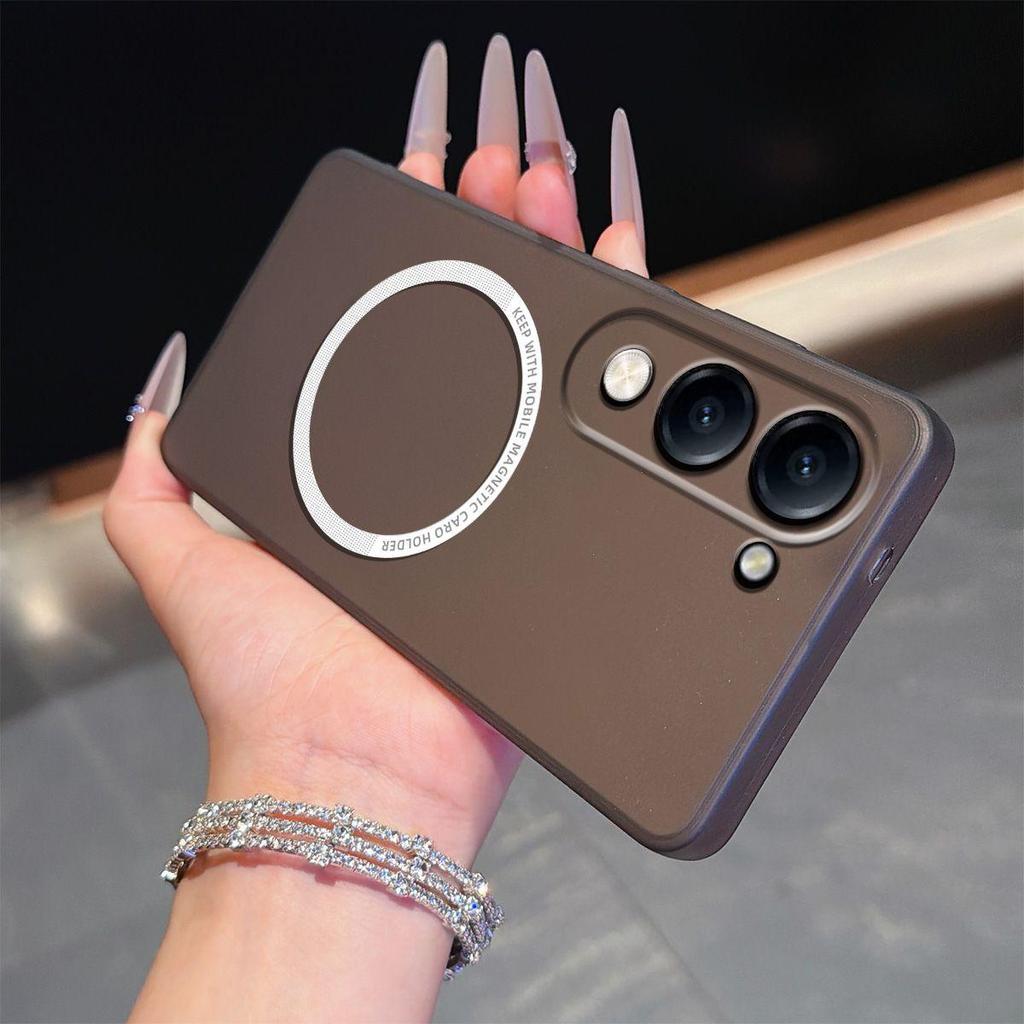 Magnetic Semi‑Transparent Matte Phone Case for Vivo Y29t 5G,Y29s 5G,Y04,Y04s Soft TPU Shockproof Cover
