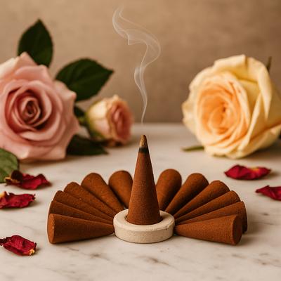 7x Dhoop Cones Fresh Rose Nag Champa