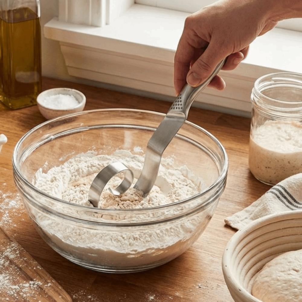 Stainless Steel Manual Noodle Cutter Mixing Stirrer Non-stick Noodles Maker Seamless Dough Whisk Home Kitchen
