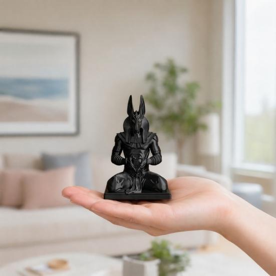 baizihuahu Anubis Figurine, 3D Printed Egyptian God Statue Meditating with Heart Hands, Mythical Desk Decor for Home Office, Collectible Gift