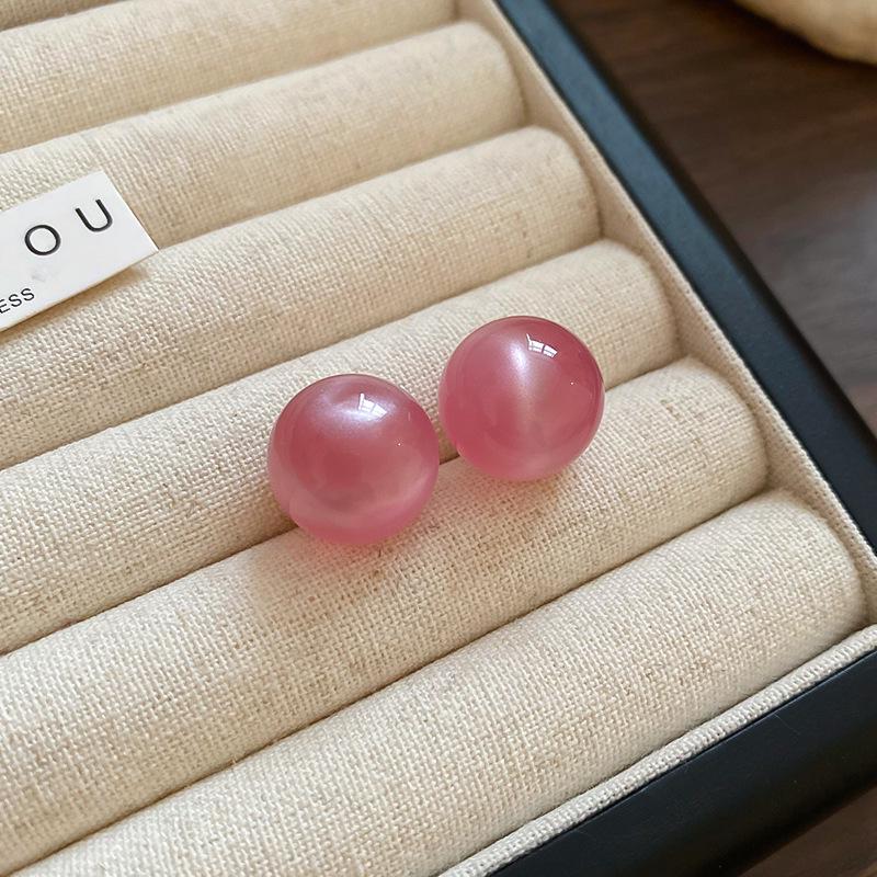 Silver Needle Pink Flower Stud Earrings - Mori Style, Cute, and Versatile Niche Fashion Design for Women