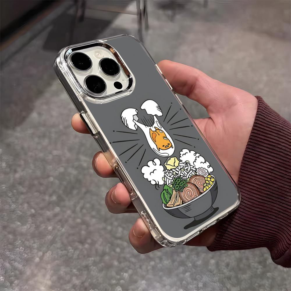 G-Gudetama Egg Cute Phone Case For IPhone 17 Air 16 E 15 14 13 12 11 Plus Pro Max Electroplated Transparent Soft Shell