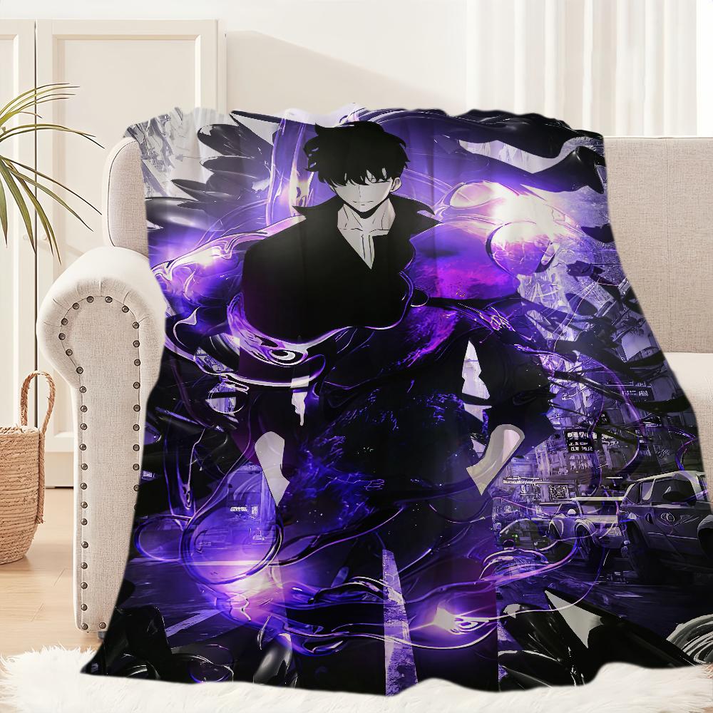 Anime Sung Jinwoo Blanket Plush Nap Sofa Rug for Living S-Solo L-Leveling Room Office Bedroom Birthday Home Travel Kid Gifts