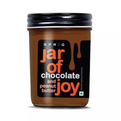 Topping for Desserts: Chocolate and Peanut Butter (290 G), Jar of Joy Chocolate and Peanut Butter, Sprig
