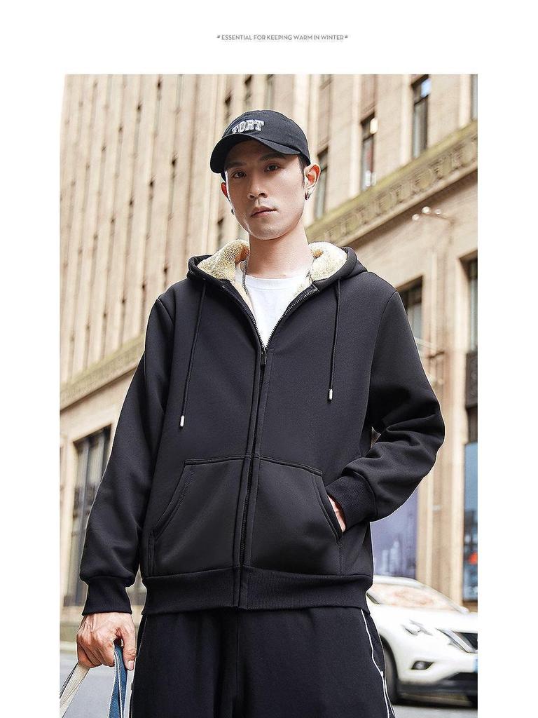 2024 Pánská silná plyšová bunda svetr z jehněčí kůže se stojáčkem