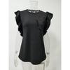New 2026 Women's Round Neck Double Layer Ruffle Top Short Sleeve Casual T-Shirt