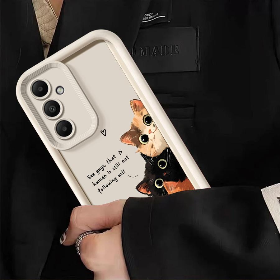 Cute Cartoon Kitten Phone Cover Case for Samsung Galaxy A16 A51 A73 A26 A32 A15 A23 A12 A13 A34 A35 A36 A71 A72 A53 A54 A56
